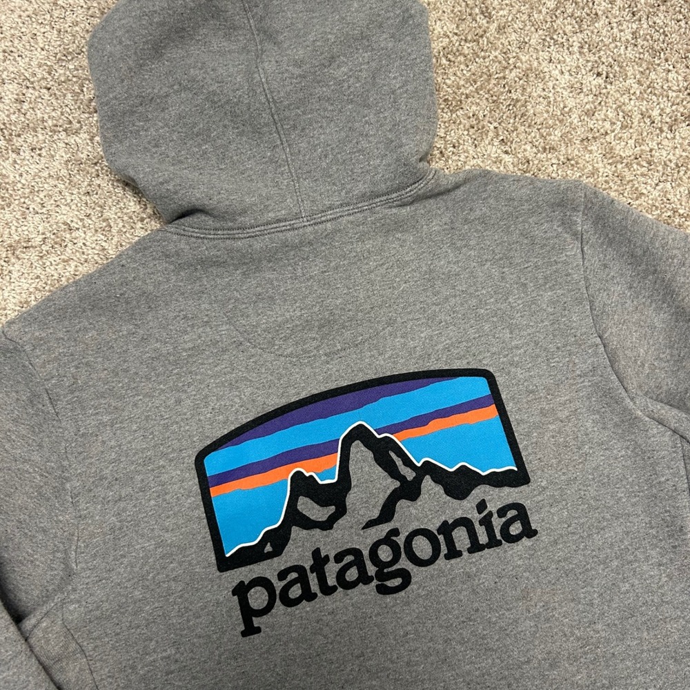 Patagonia Uprisal Hoody Gray Heather Fitz Roy Logo Pullover Hoodie Women M Men S